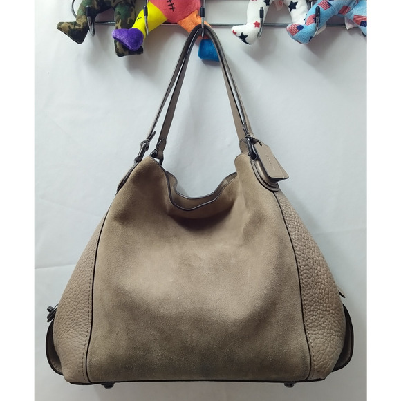 Coach Handbags - Coach Edie Gray Pebbled Leather Suede 3 Compartments Shoulder Bag